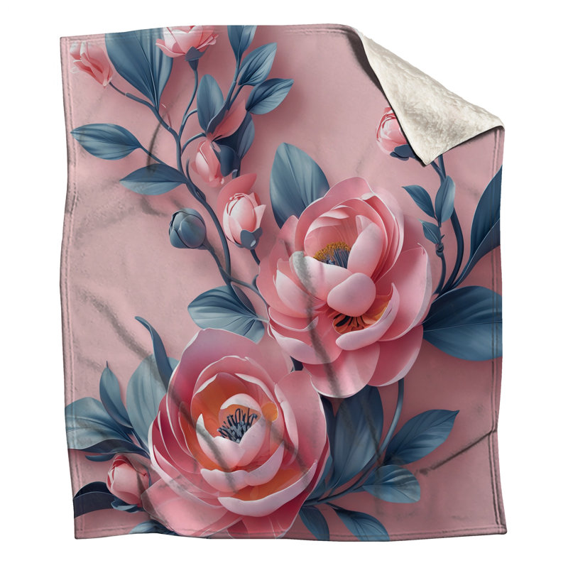 Couvertures de pivoines roses, 60in W x 80in H