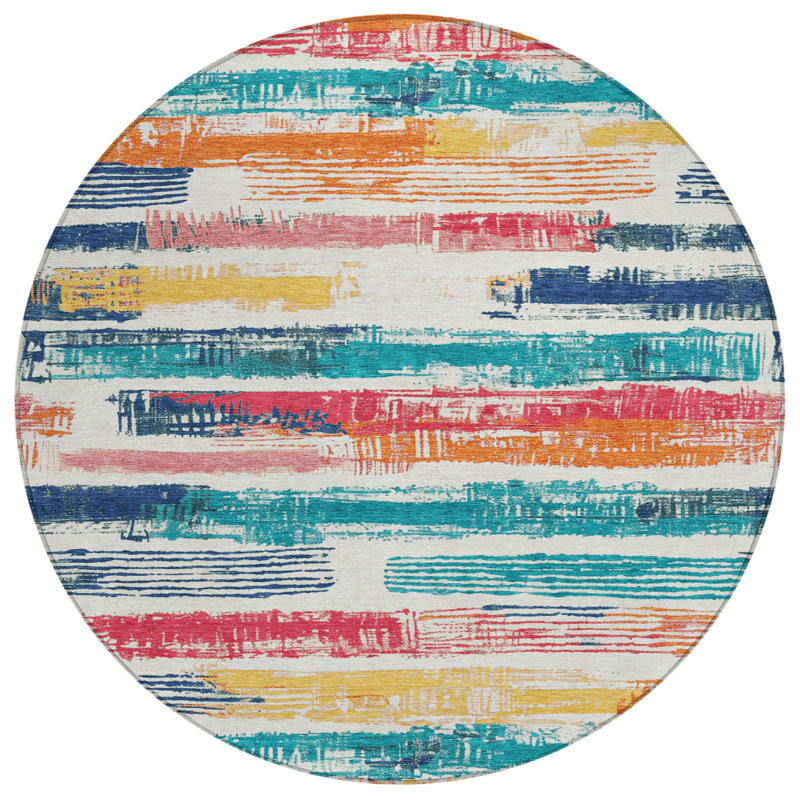 Aelaris Ivory Washable Indoor-Outdoor Rug - LOOMLAN, 8' x 8'