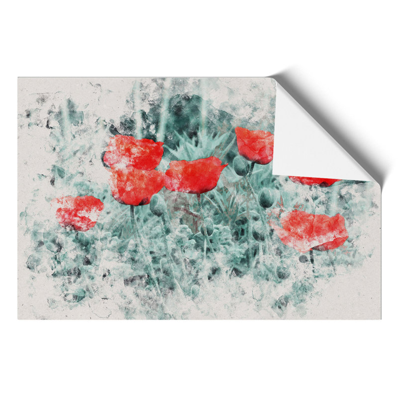 Field of Poppies Watercolour - Frameless Print, 21cm H x 30cm W x 0.1cm D
