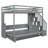 Full Over Full Murphy Bed with Hydraulic Lift, Desk & Storage – Space-Saving Bunk Bed for Kids & Small Rooms, Gray-1186857593