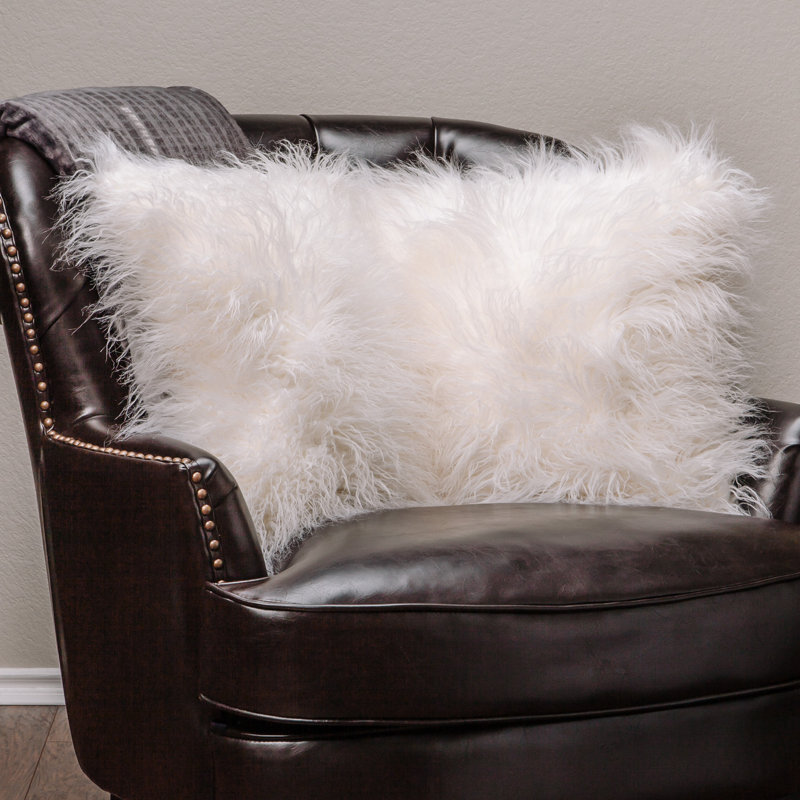 Chanasya Faux Fur Throw Pillow Cover, White