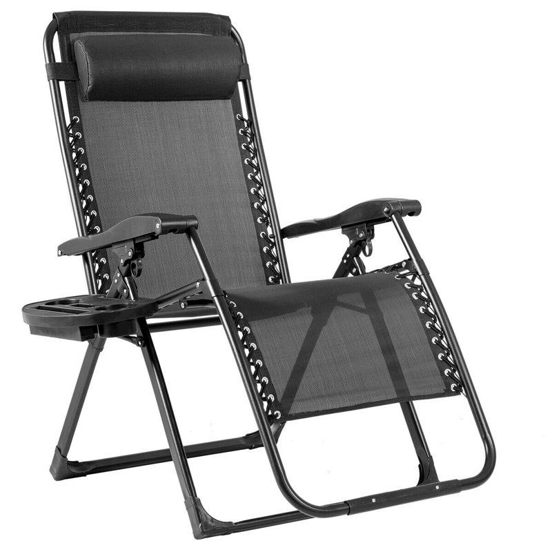 Jaleasa Outdoor Rust-Resistant Metal Chaise Lounge, Black