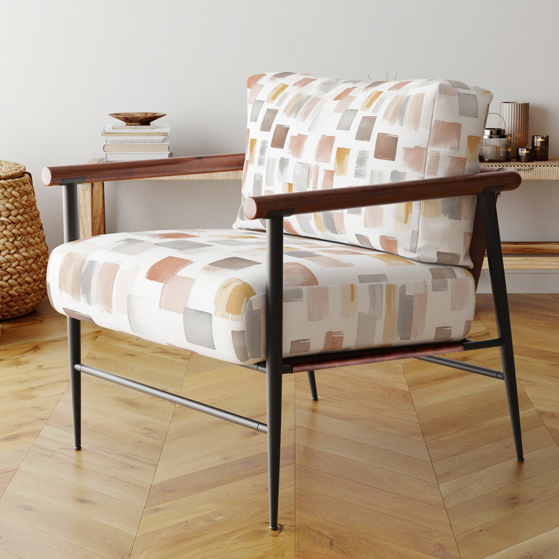 Chaise d'appoint géométrique - Fauteuil brun à blocs Minimal Blocks, Bras ronds bruns