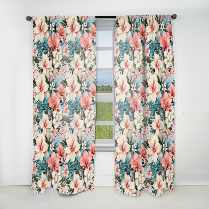 Motif tropical Oceanic Whispers - Rideau floral - Rideau floral obscurcissant - 1 panneau, L 52 po x L 63 po