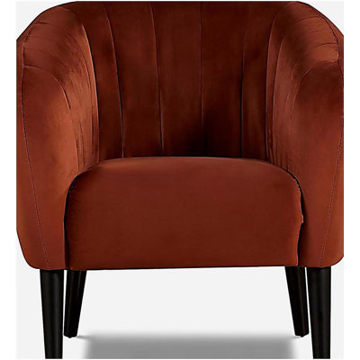 Fauteuil d'appoint moderne orange brûlé avec motif en tonneau et capitonnage