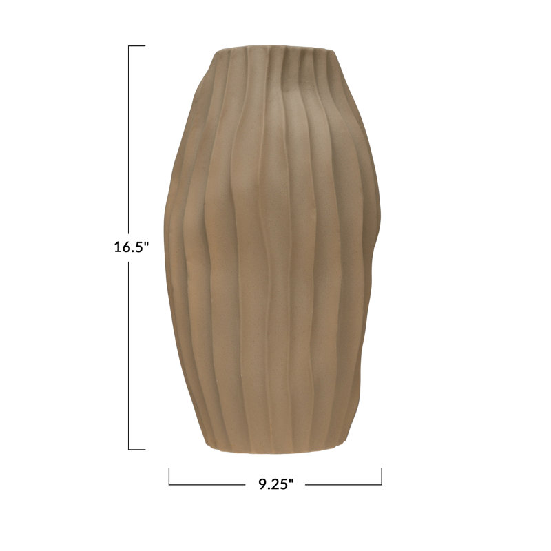 Stoneware Abstract Fluted Vase Sand