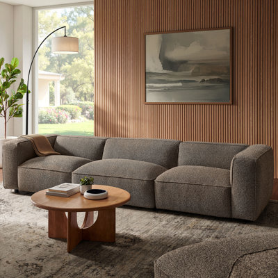 Coledale 3 Piece Lattice Bouclé Upholstered Modular Sofa in Earth
