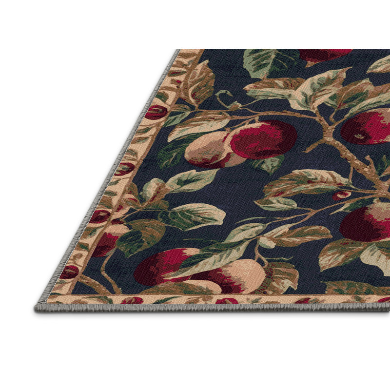 Washable Wild Plum Fruits Area Rug, Runner 2' x 4'