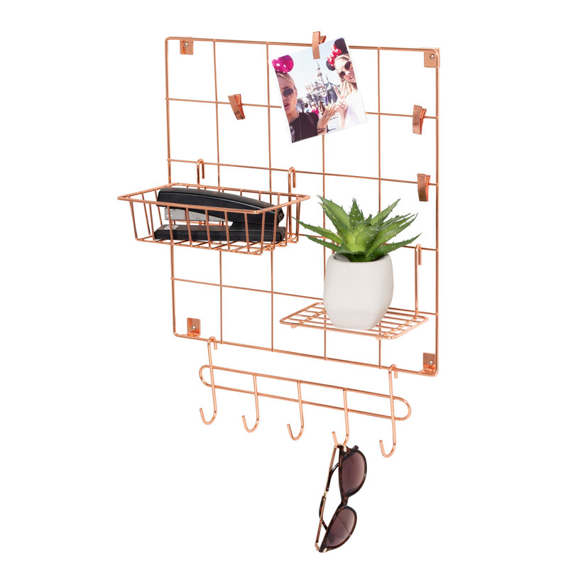 Toulouse Metal Wall Organizer, Gold