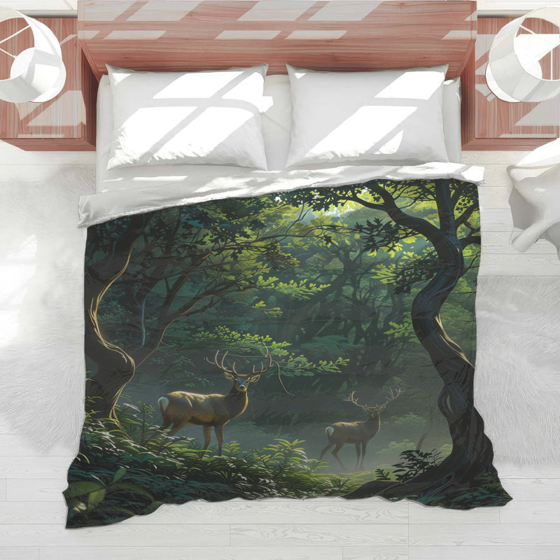 Deer In Forest Comforter, Twin
