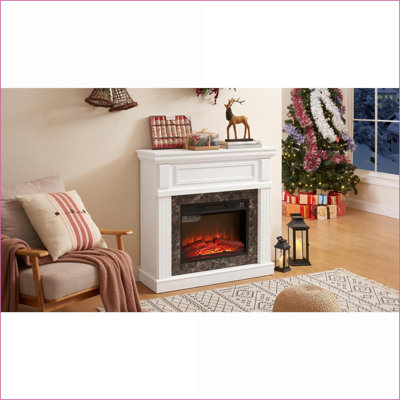 Foyer électrique avec manteau de cheminée, insert de 23 po, flamme réglable, télécommande, finition cerisier classique, l 41,34 po x P 14 po x H 40 po | Cerise | Panneau de fibres à densité moyenne