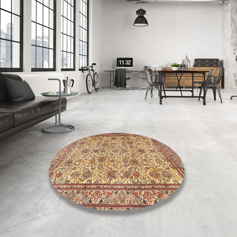 Tapis brun / rouge traditionnel, Rond 5 pi