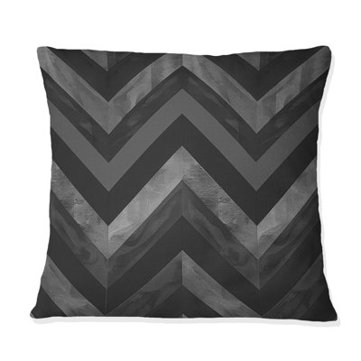 Coussin décoratif gris à motif de chevrons dynamiques I