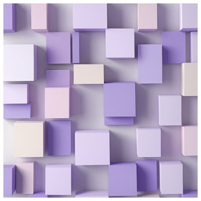Purple Lilac Cubes Quilted Bedspread All Sizes