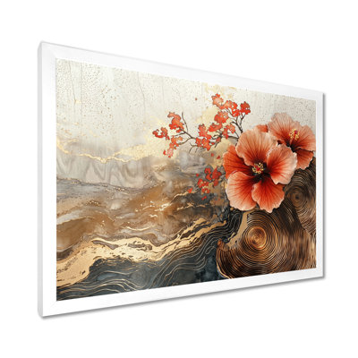 Imray Hibiscus Flowers Field On A Wooden Horizon I - Hibiscus Wall Art
