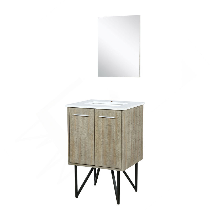 Meuble-lavabo de salle de bain 24 po X P 20 po D, plateau en marbre de culture et Miroir