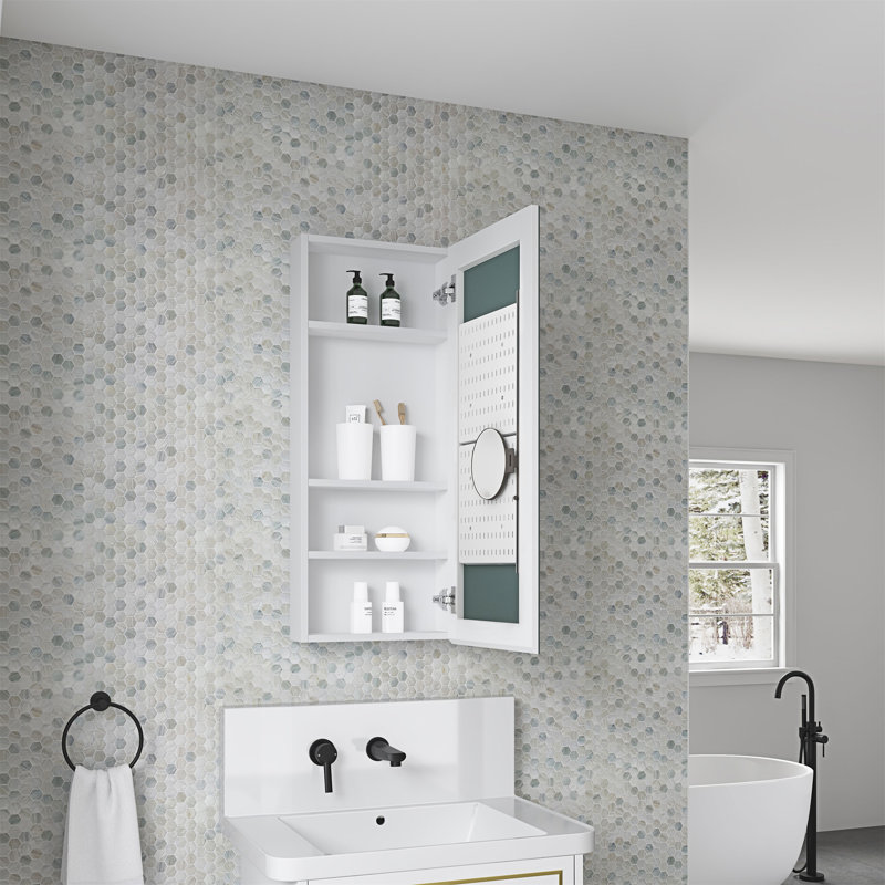 Surface Frameless Mirror Medicine Cabinet, 15"H x 42"W x 21.5"D