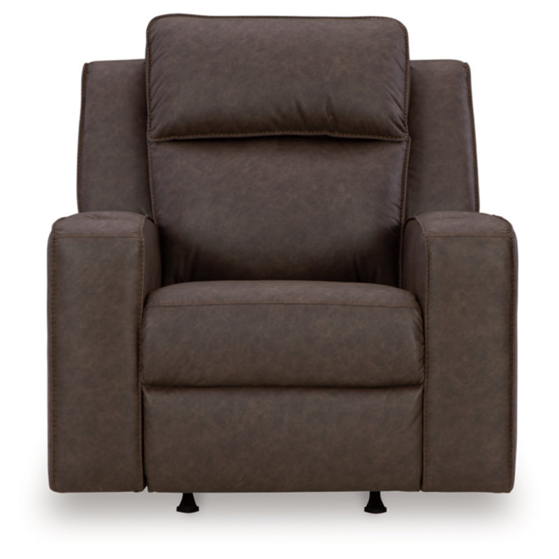 Stockley Faux Leather Recliner, Brown Faux Leather
