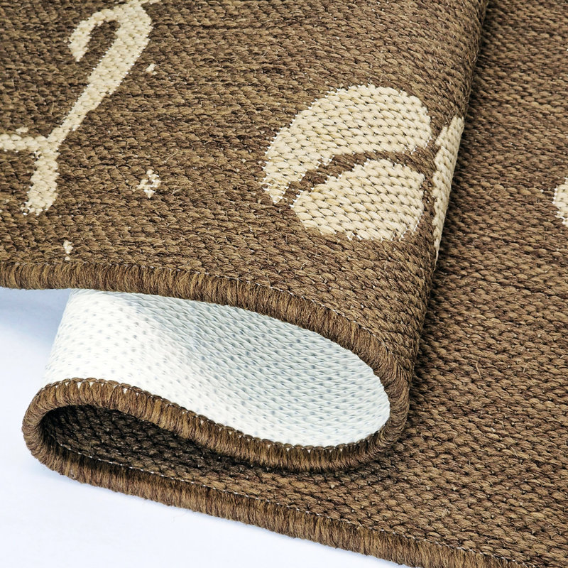 Non Slip Coffee Rug Flat Weave Kitchen Living Room Carpet, Brown, Rectangle 80 x 150 cm