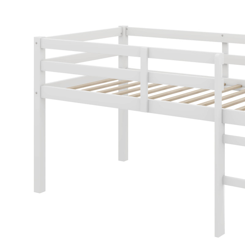 Lit mezzanine simple avec garde-corps et échelle, Blanc