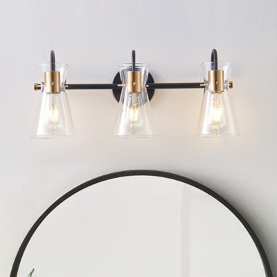 3 phares réglables en miroir en verre noir doré