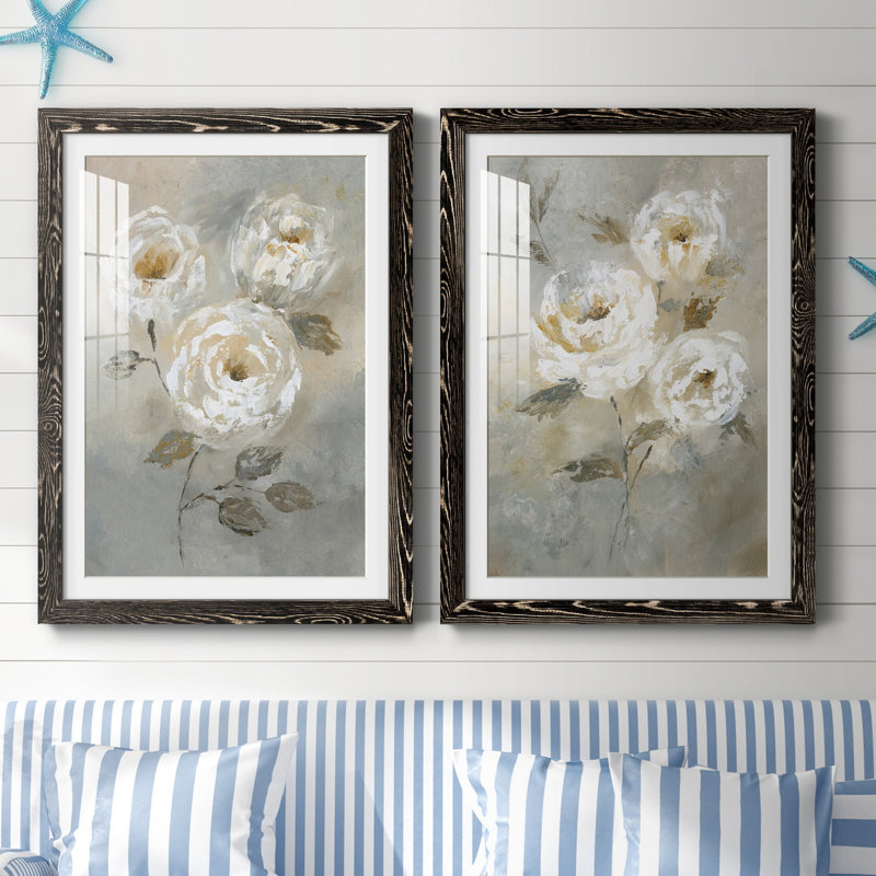 «Soft and Bold I», ensemble de 2 reproductions d'art, Blanc, H 44 po x l 31 po x P 1 po, H 31,5 po x l 47 po x P 1,5 po