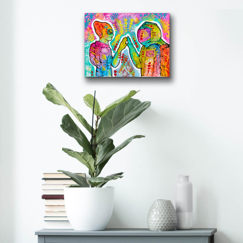 Art mural en verre Red Barrel Studio «Alien First contact» par Dean Russo, 24 po x 16 po, H 12 po x l 16 po x P 0,13 po