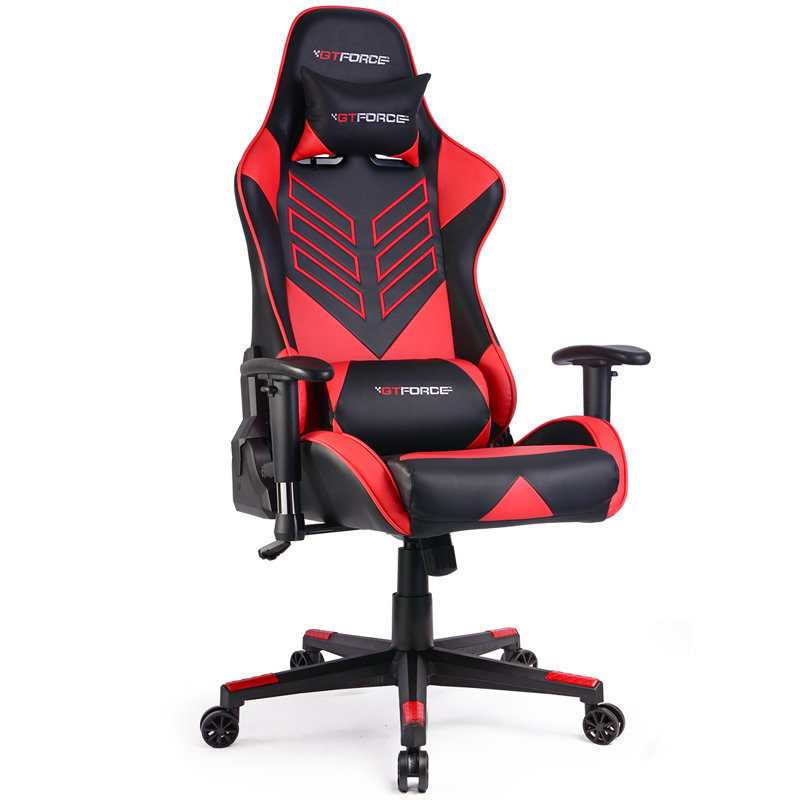 Brayden Studio Forde Reclining Faux Leather PC & Racing Game Chair, Red/Black Faux Leather