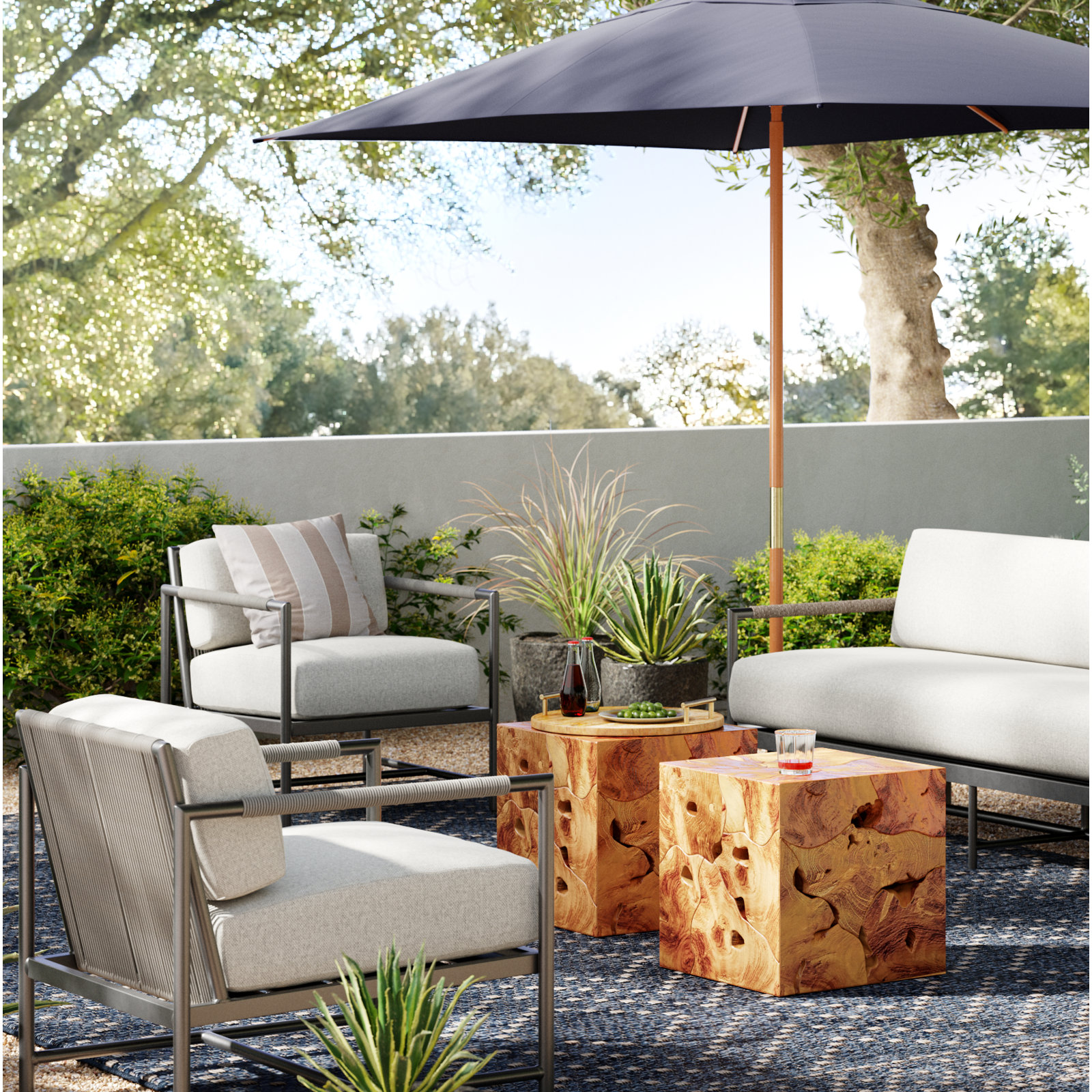 Esme Outdoor Lounge Chair , Sunbrella® Cushions Included, Echo Ash Sunbrella®