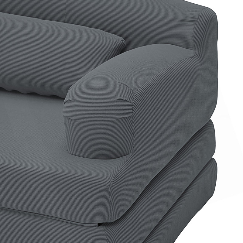 Canapé-lit pliable avec causeuse et canapé-lit convertible, Dark Grey Corduroy