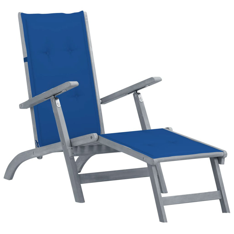 Chaise longue de patio, gris, Bleu royal