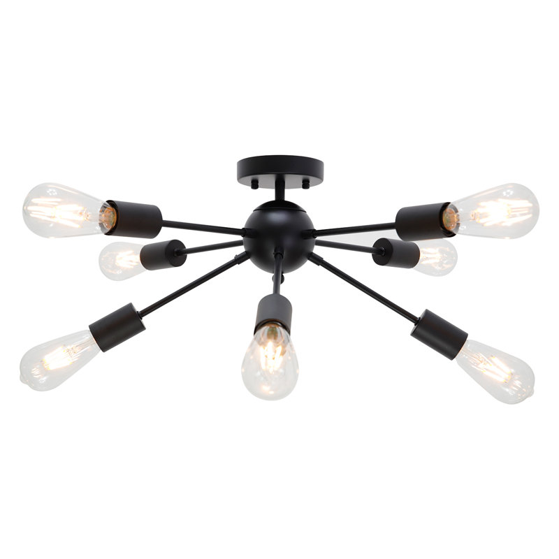Plafonnier semi-encastré 8 lumières 26 po Hadfield, Noir