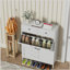 Armoire à chaussures avec 2 tiroirs rabattables et 2 tiroirs, armoire de rangement mince en métal pour l'entrée, rangement autoportant