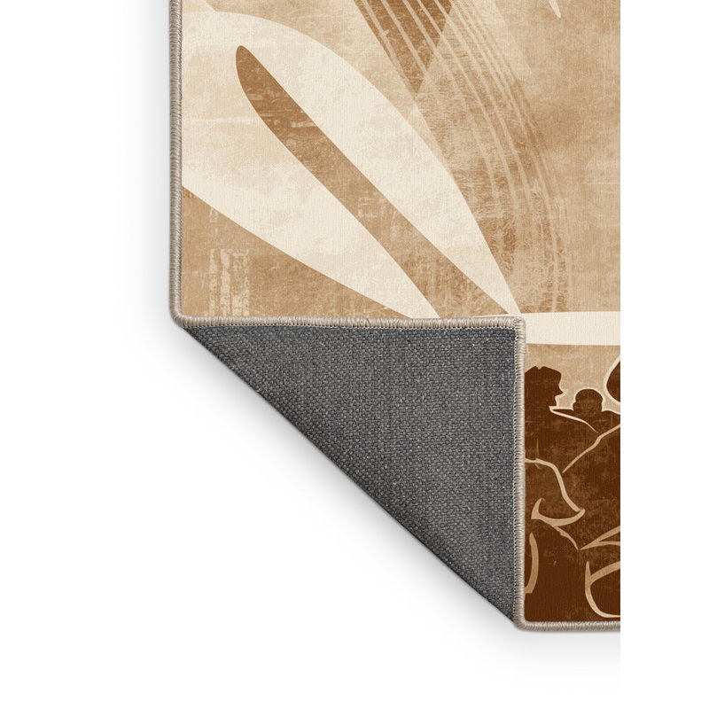 Soft Plush Tenafly Headliner Performance Modern & Contemporary Area Rug in Brown – Beige Binding, 4x6