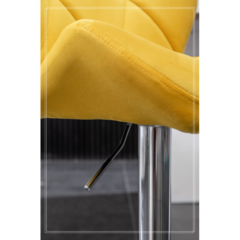 Tabouret de bar Breni Velvet Diamond, Jaune