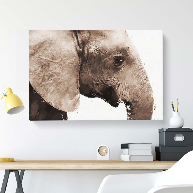 Portrait Of An Elephant In Abstract - Wrapped Canvas, 35cm H x 50cm W x 3cm D
