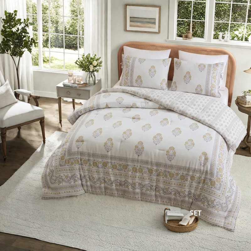 Cotton Blend Floral Comforter Set
