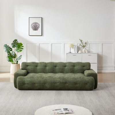 Canapé à trois places à accoudoirs carrés capitonnés 87,4 pouces Cloud Series, canapé en chenille, canapé rembourré confortable, canapé de salon minimaliste