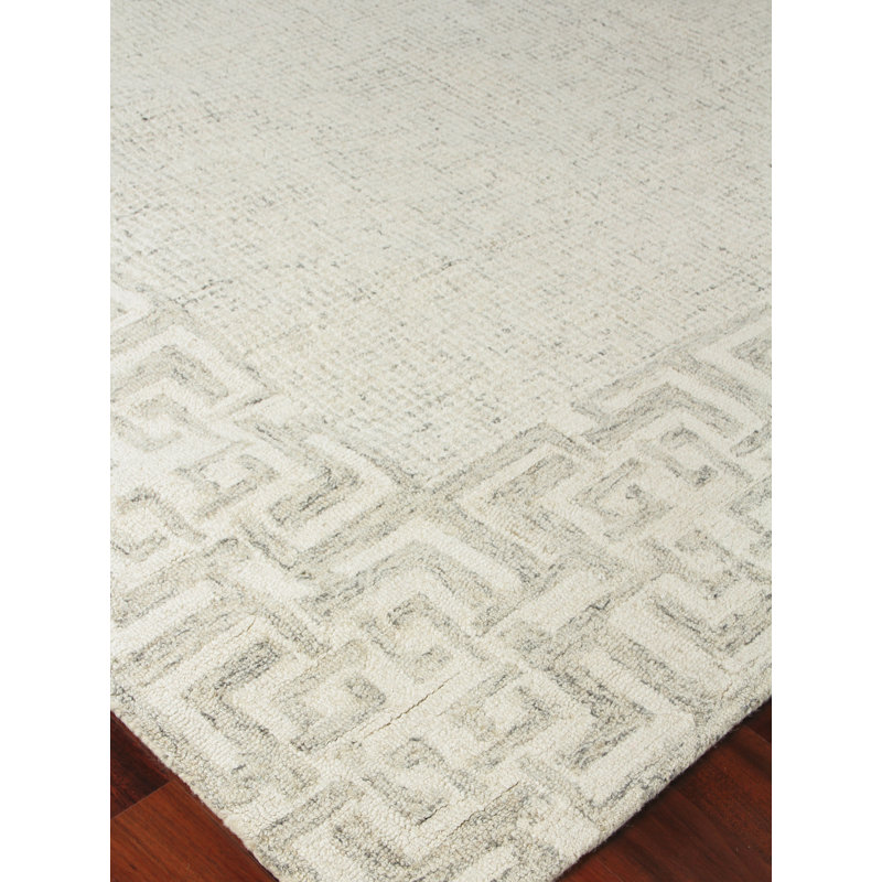 Caprice Oriental Handmade Wool Aqua Area Rug, Taupe/Ivory, Rectangle 12' x 15'