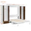 Grand lit escamotable mural avec placard, tiroirs et bureau rabattable - Mobilier de chambre blanc peu encombrant-517038759