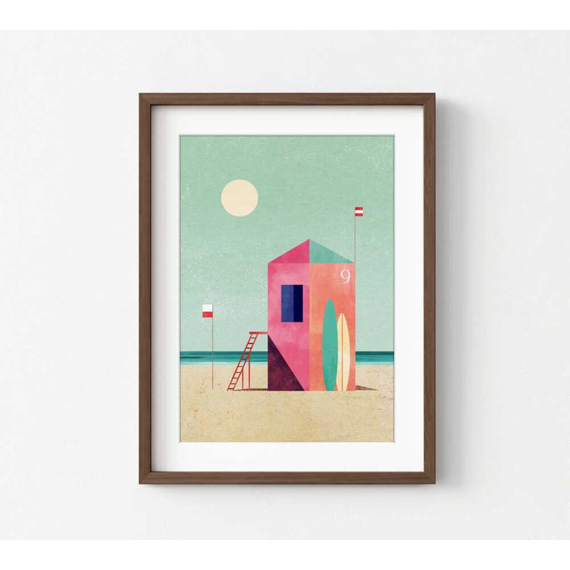 «Beach Hut Number Nine», reproduction d'art côtière, encadrée ou non, 30" H x 40" W, Brown, Brun, White
