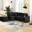Lit noir de 218 cm avec rangement, canapé-lit 2 en 1 pour salon. Structure en contreplaqué, rembourrage en mousse haute densité pour une durabilité et un soutien optimaux. Convient également à la chambre et au salon. Revêtement en velours doux.