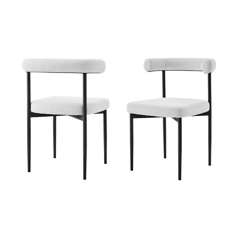 Ensemble de deux chaises d'appoint de salle à manger rembourrées en polyester gris et noir, Noir, Blanc
