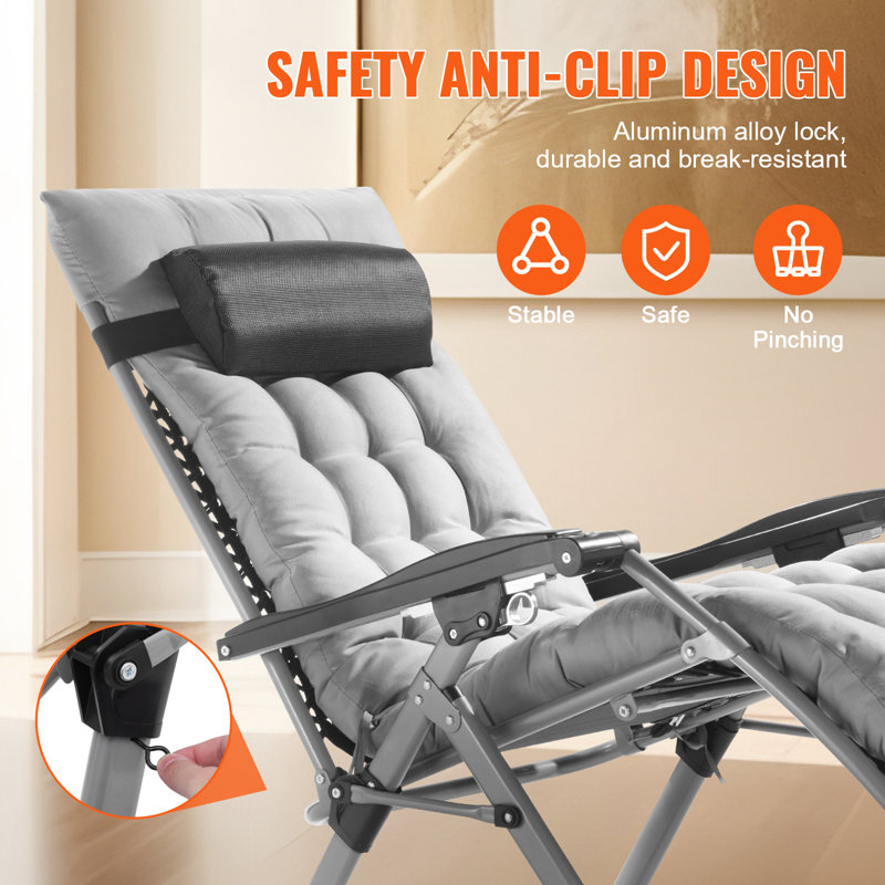 Zero Gravity Chair Zero Gravity Recliner Lounge Chair Indoor & Outdoor, 37" H x 25" W x 6" D, Gray