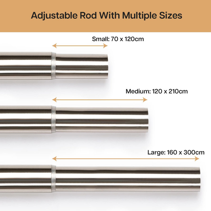 Adjustable Plain Metal Ball Curtain Rod, Brushed Silver, 70-120Cm
