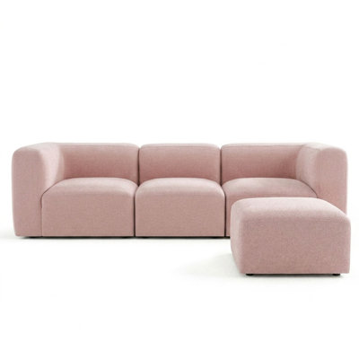 Canapé modulaire 4 pièces avec repose-pieds et canapé en forme de L convertible pour salon