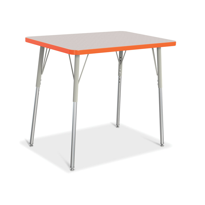Table rectangulaire Berries, Pieds standards pour adultes 24 po - 31 po, Gris avec orange, 24" x 36"