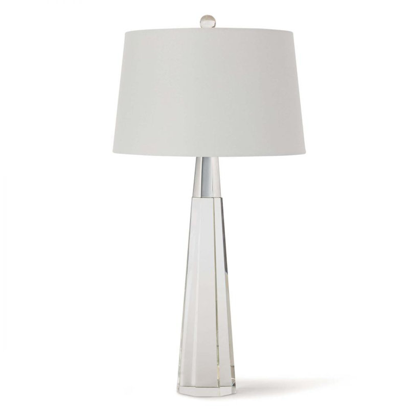 Clear Crystal Table Lamp with White Linen Shade
