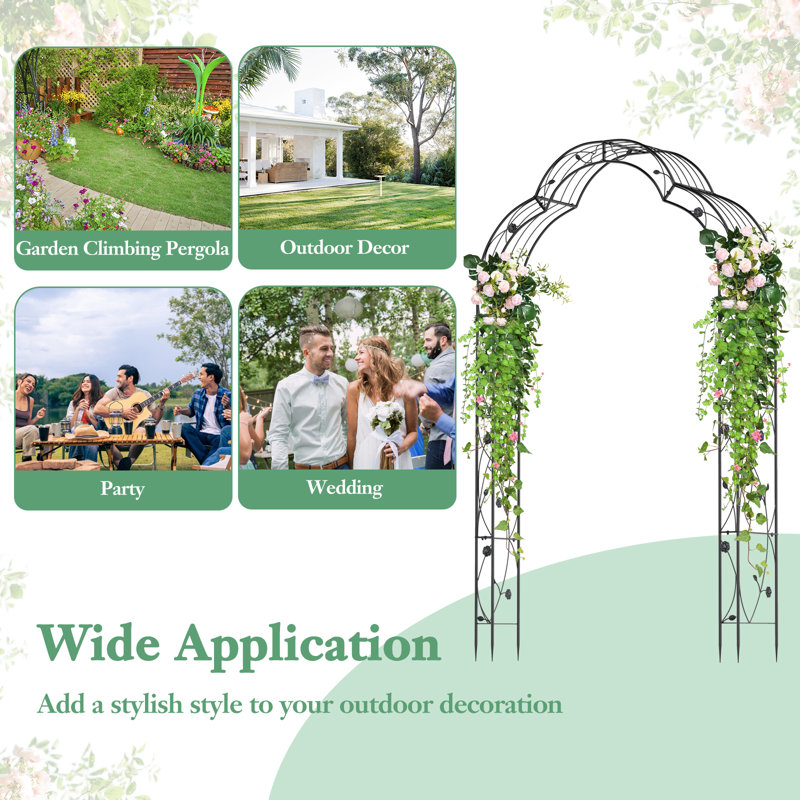 154cm W x 39cm D Metal Arbour in Black
