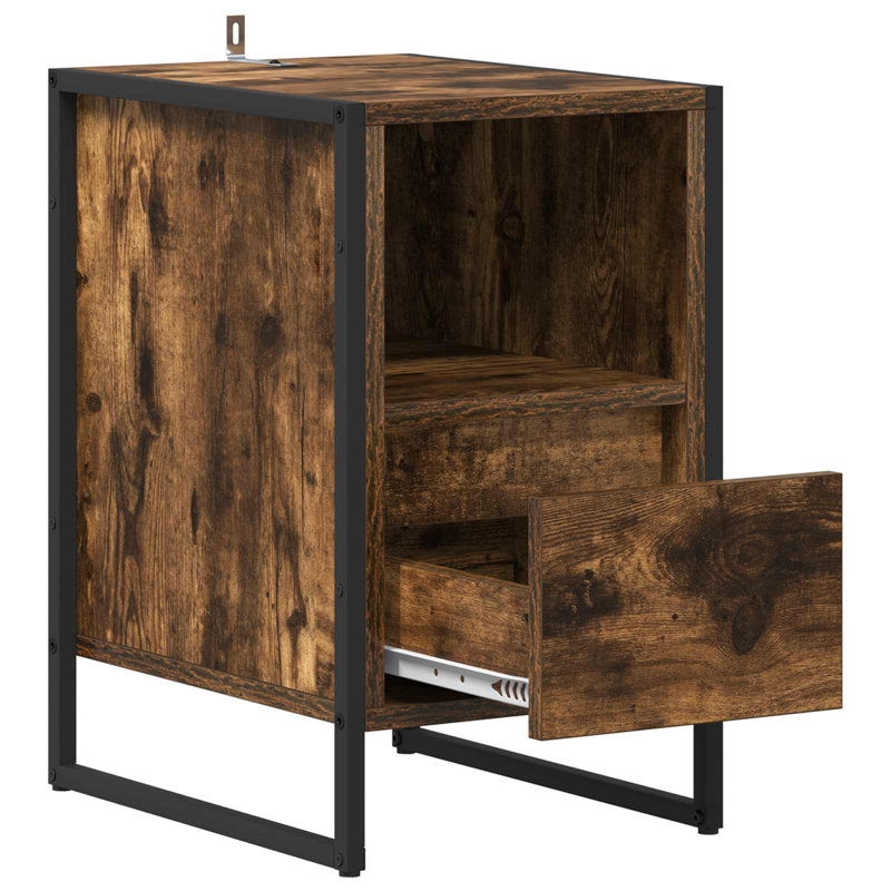 39.5cm W Manufactured Wood Bedside Table, Smoke Oak